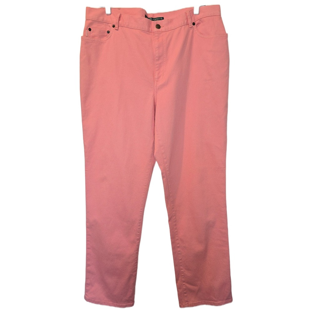 Lauren Ralph Lauren Pink Straight Leg Denim Jeans Women 16 Salmon Cotton Stretch